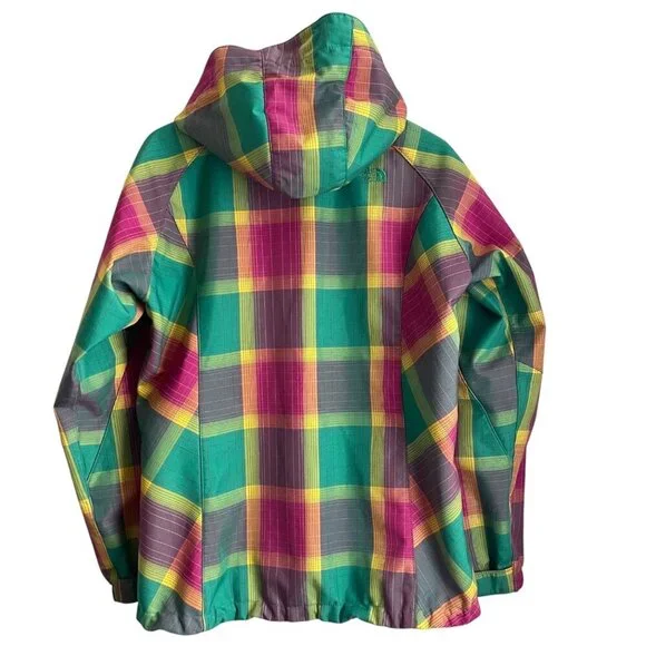 The North Face Women Jacket Size Large Colorblock Hooded Plaid Outdoor Y2K Core - Picture 2 of 16